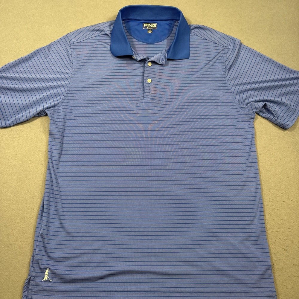 Ping Collection Polo Shirt Mens Large Stripe Golf Performance UV Protection